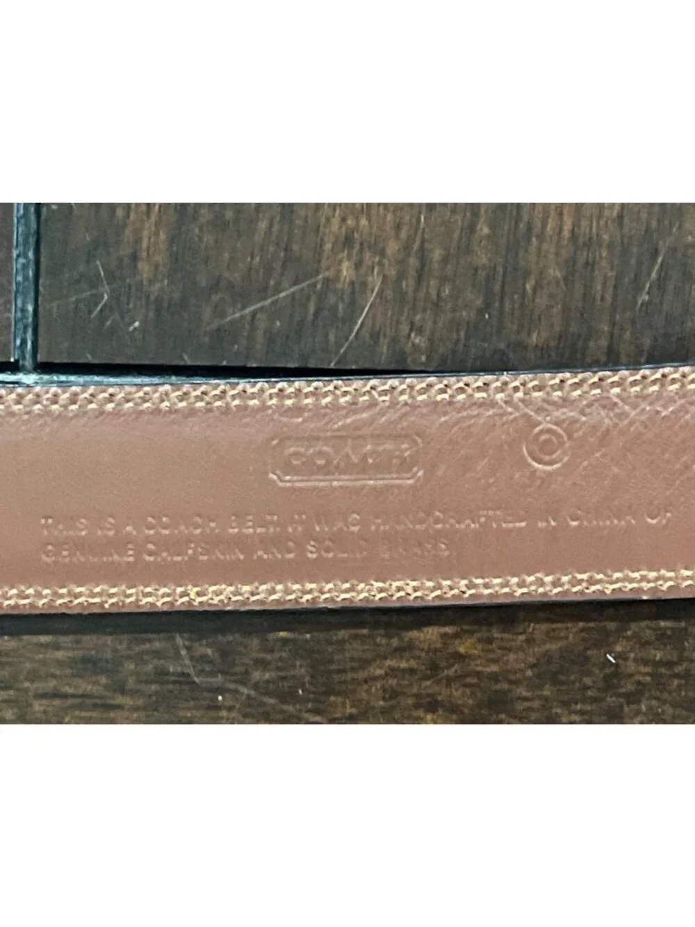 Coach Size 42 Calf Skin Leather Belt Black & Brown With Silver Buckle - Picture 5 of 6